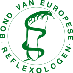 Het logo van de bond van europese reflexologen.